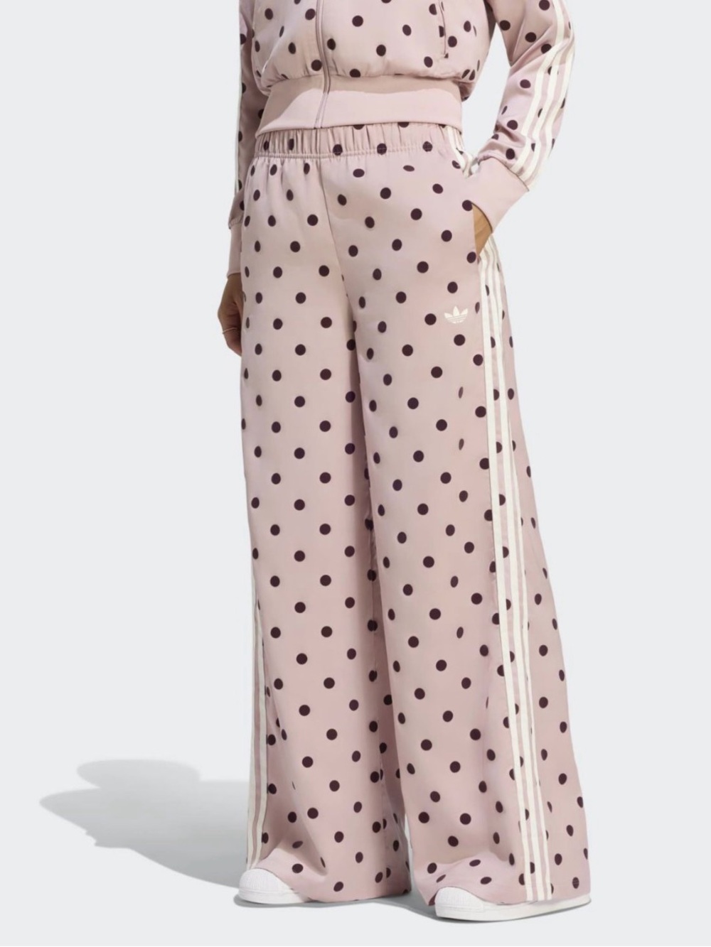 🌸 ADIDAS SATIN POLKA DOT WIDE LEG PANTS LIGHT LILAC 👙